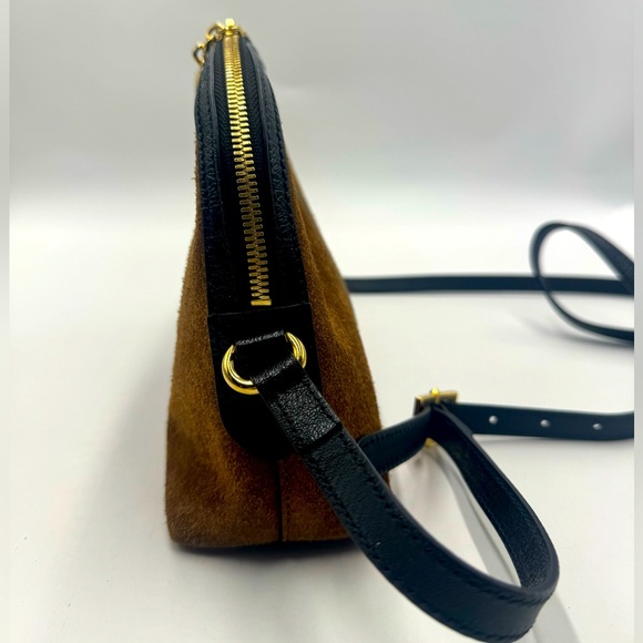 Auth Gucci Ophidia Dome Half Moon Web Cognac Brown Suede Small Crossbody Bag Ex+ - Picture 3 of 16